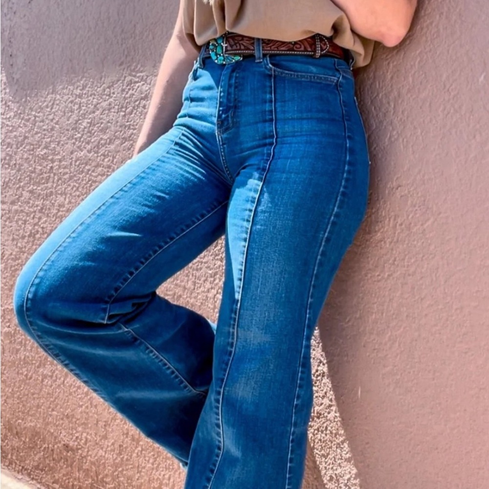 Western high waisted wide leg jean